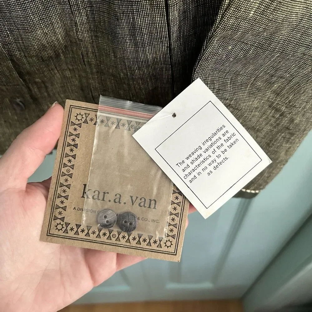 Karavan Womens Olive Green Woven Linen Blazer Blouse‎ Medium Button Front - Picture 5 of 9